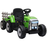HOMCOM Ride on Tractor with Detachable Trailer Remote Control Music GREEN
