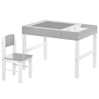 HOMCOM Kids Table and Chair Set Toddler Desk and Chair Set with Storage Grey