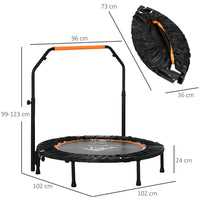 HOMCOM 40FT Foldable Mini Fitness Trampoline Rebounder Adjustable Foam Handle