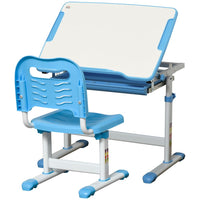 HOMCOM Kids Desk and Chair Set Adjustable Tiltable with Drawer Pen Slot Hook BLUE