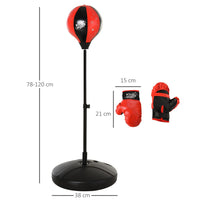 HOMCOM Childs Boxing Punch Ball Set Adjustable with Gloves Fillable Base Handle