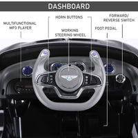 Bentley GT Licensed Electric Ride-on Car with LED Lights Music Parental Remote Control Black