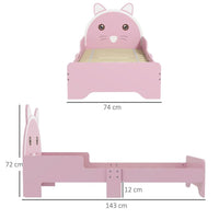 ZONEKIZ Toddler Bed Frame Cat Design Kids Bed with Guardrails Pink