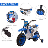 HOMCOM 12V Kids Electric Motorbike Ride-On Motorcycle Training Wheels BLUE