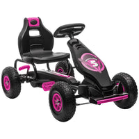 HOMCOM Children Pedal Go Kart with Adjustable Seat Rubber Wheels Brake PINK