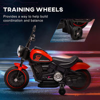 HOMCOM 6V Electric Motorbike with Training Wheels Toddler One-Button Start RED