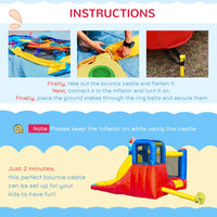 Outsunny Kids Bouncy Castle with Slide Pool Trampoline Climbing Wall with Blower