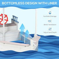 Outsunny Kids Wooden Sand Pit with UV Protections Canopy for Ages 3-8 Years