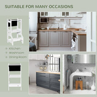 HOMCOM 2 in 1 Kids Kitchen Step Stool Helper with Safety Rail Learning Tower