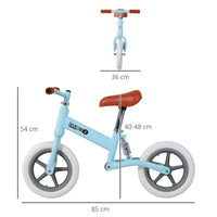 HOMCOM Kid Balance Bike Children Bicycle Adjustable Seat 2-5 Years No Pedal BLUE