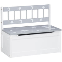 ZONEKIZ Two-In-One Wooden Toy Box Kids Storage Bench with Safety Rod Grey