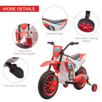Kids Motorbike Electric Ride-On Toy with Training Wheels for 3-5 Years RED