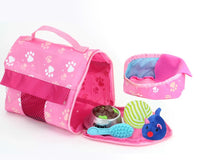 Plush Kitty Cat Carrier & 8 Interactive Accessories 18 inch Baby Dolls Soft Cuddly