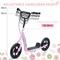 HOMCOM Push Scooter Teen Kids Stunt Bike Ride On with 12 inch EVA Tyres PINK