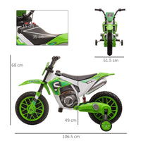 HOMCOM 12V Kids Electric Motorbike Ride-On Motorcycle Training Wheels GREEN