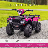 HOMCOM 12V Electric Quad Bike for Kids with LED Headlights Music PINK