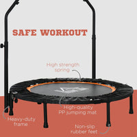 HOMCOM 40FT Foldable Mini Fitness Trampoline Rebounder Adjustable Foam Handle