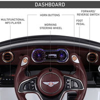 Bentley GT Electric Ride-on Car with LED Lights Music Parental Remote Control White