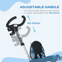 HOMCOM 6 in 1 Trike Tricycle for Toddler 1-5 Years with Parent Handle Light Blue