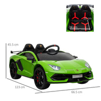 Lamborghini SVJ 12V Ride-On Car with Lights Music Remote 3-8 Yrs GREEN
