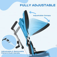 HOMCOM 6 in 1 Kids Trike Tricycle Stroller with Parent Handle Blue