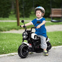 HOMCOM 6V Electric Motorbike with Training Wheels Toddler One-Button Start WHITE