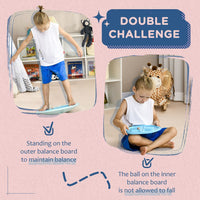 ZONEKIZ 2 in 1 Balance Board Kids Wobble Board with Ball Blue