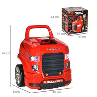 HOMCOM Kids Truck Engine Toy Set with Horn Light Car Key for 3-5 Years Old Red