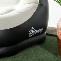 Outsunny Inflatable Chair and Foot Stool for Gaming Reading Watching GREY