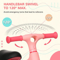 AIYAPLAY Baby Balance Bike Children Bike Adjustable Seat Wide Wheels Pink