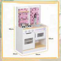 AIYAPLAY Kids Play Kitchen, Pretend Play Kitchen with Realistic Oven, Stove, Sink, Kitchen Accessories, Cooking Playset with Light, Sound, for Ages 3+ Years, White