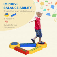 Outsunny 5 PCS Kids Stepping Stones Balance Beam Non-Slip Surface and Bottom