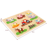 SOKA Wooden Farm Animals Peg Puzzles Toy Montessori Toddler Jigsaw Puzzle Board