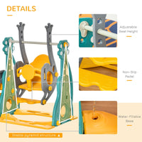 HOMCOM 3-IN-1 Toddler Swing and Slide Set with Basketball Hoop Slide Swing