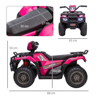 HOMCOM 12V Electric Quad Bike for Kids with LED Headlights Music PINK