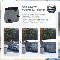 Outsunny Round Inflatable Hot Tub Bubble Spa Pool 4 Person with Pump & Cover DARK BLUE