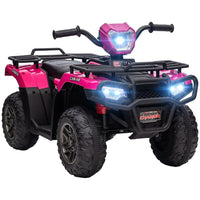 HOMCOM 12V Electric Quad Bike for Kids with LED Headlights Music PINK