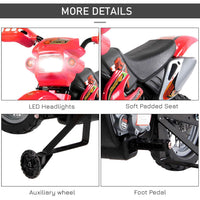 HOMCOM 6V Kids Electric Motorbike Motorcycle Ride On for 3-6 Years RED