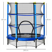 HOMCOM 5.2FT Kids Trampoline with Safety Enclosure Indoor Outdoor Blue