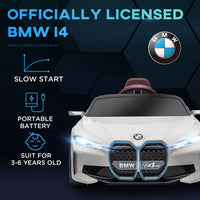 BMW i4 Licensed 12V Kids Electric Ride-On Car with Remote Control WHITE
