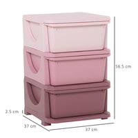 HOMCOM Kids Storage Units with Drawers 3 Tier Chest Vertical Dresser Tower
