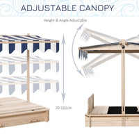 Outsunny Kids Square Wooden Sandpit Children Cabana Sandbox Outdoor Playset