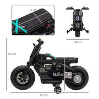 HOMCOM 6V Kids Electric Motorbike with Training Wheels for 3-5 Years Black