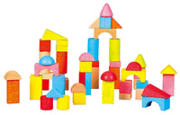 Lelin 50 Blocks Wooden Building Shape Construction Blocks For Children Toddler Kids