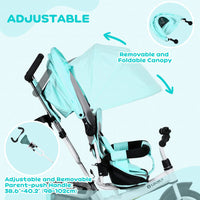 HOMCOM 6 in 1 Kids Trike Tricycle Stroller with Parent Handle Green
