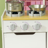 AIYAPLAY Kids Play Kitchen, Pretend Play Kitchen with Realistic Oven, Stove, Sink, Kitchen Accessories, Cooking Playset with Light, Sound, for Ages 3+ Years, White