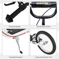 HOMCOM 90-96cm Kids Kick Scooter Adjustable Handlebar Inflatable Wheels WHITE