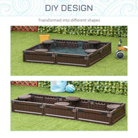 Outsunny Kids Outdoor Sandbox with Canopy Backyard for 3-12 years old Brown