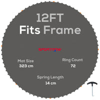 SPORTNOW Trampoline Mat with 72 V-Hooks for 12FT Trampoline
