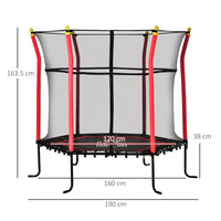 HOMCOM 5.2FT Kids Trampoline With Enclosure Indoor Outdoor for 3-10 Years Red